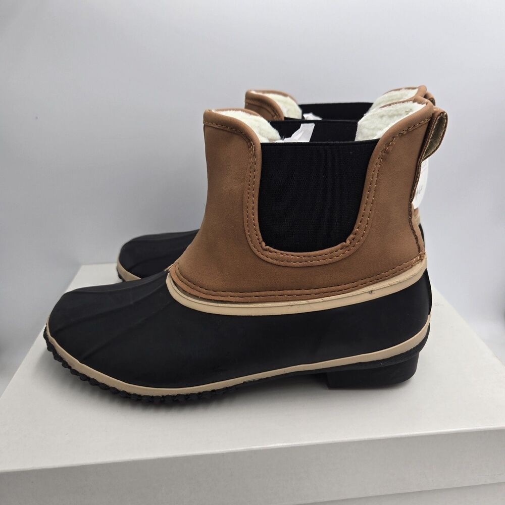 Style & Co Harlii Waterproof Duck Boots Womens 8 M Chestnut Faux Fur Lined New